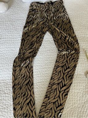 Heidi Merrick Lafayette Gold and Black Sequin Patterned Pants